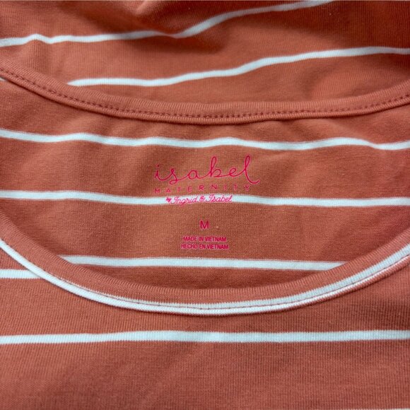 Isabel Maternity By Ingrid & Isabel light Orange & White Striped Ruched Short Sl - Picture 9 of 10